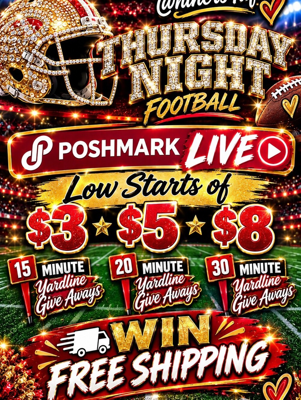 Thursday Night Football Party Supplies Poster - Gold & Red